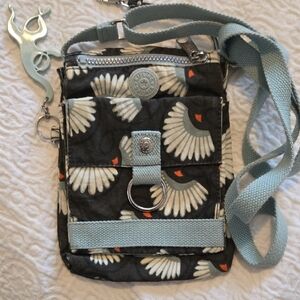 Kipling Brown and Seafoam Green Small Crossbody